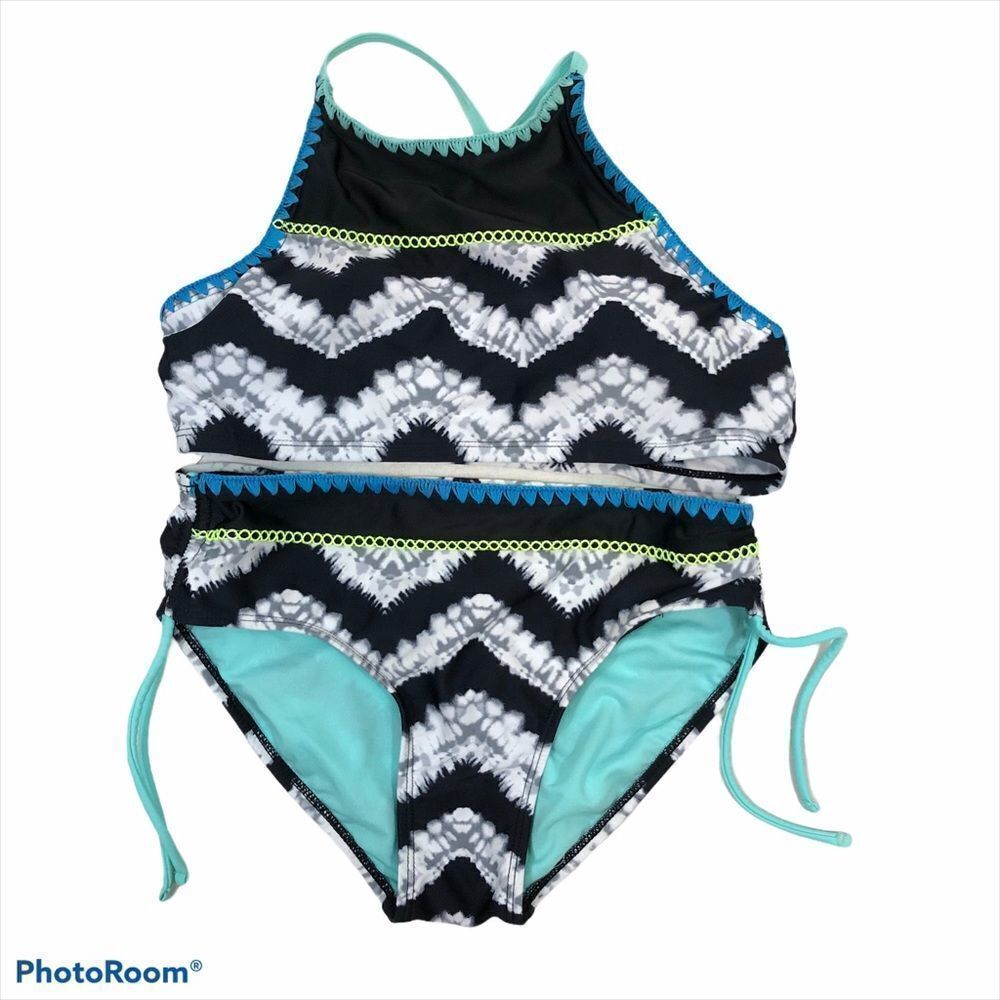 NWOT Justice Black‎ Patterned Tie Dye Bikini 16